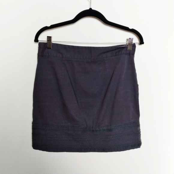 Anthropologie Elevenses Brown Embroidered Pencil Skirt Size 2 - Picture 2 of 6